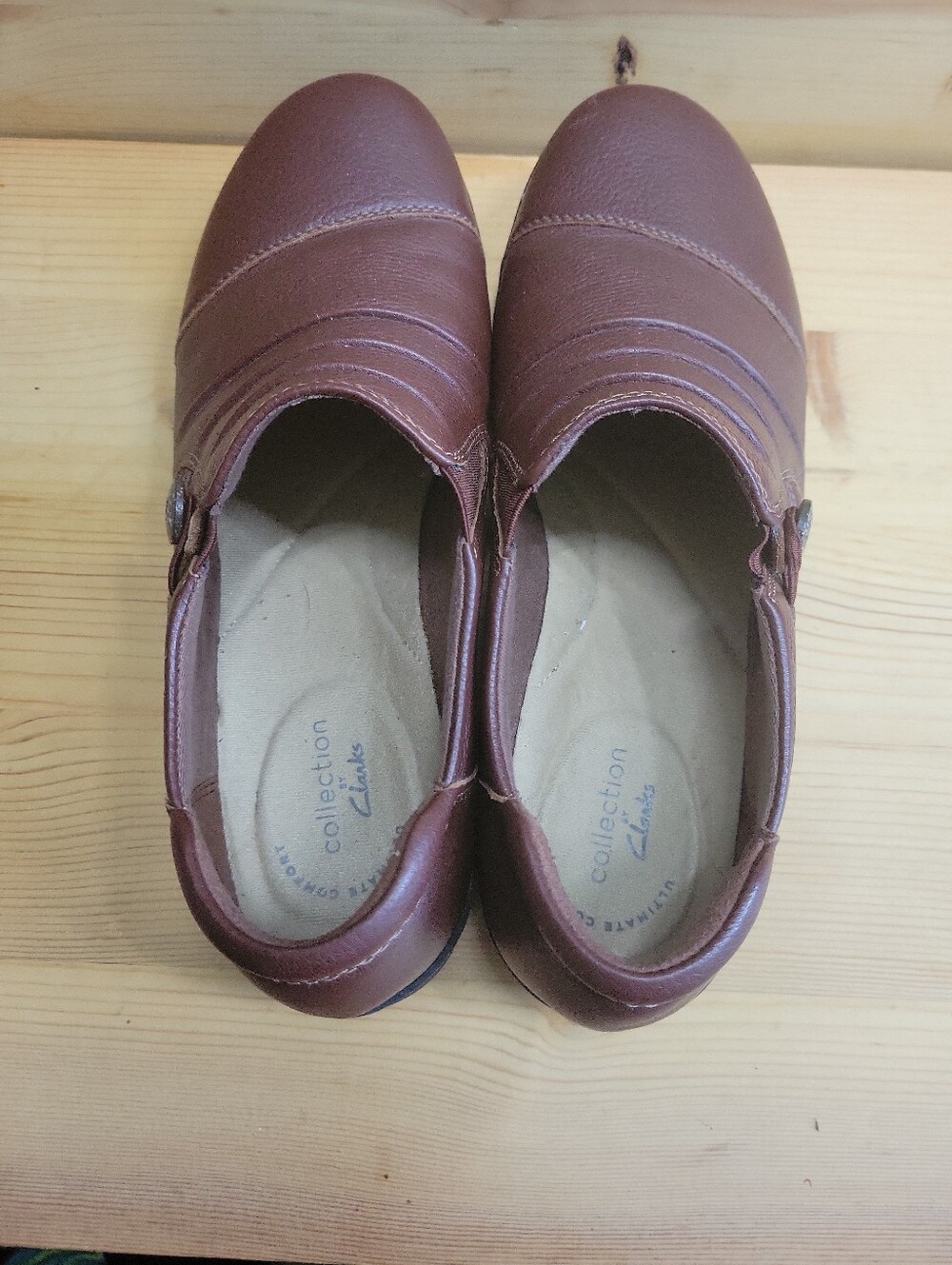 Womens clarks ultimate comfort collection brown lather slip on size 9W - Picture 8 of 11